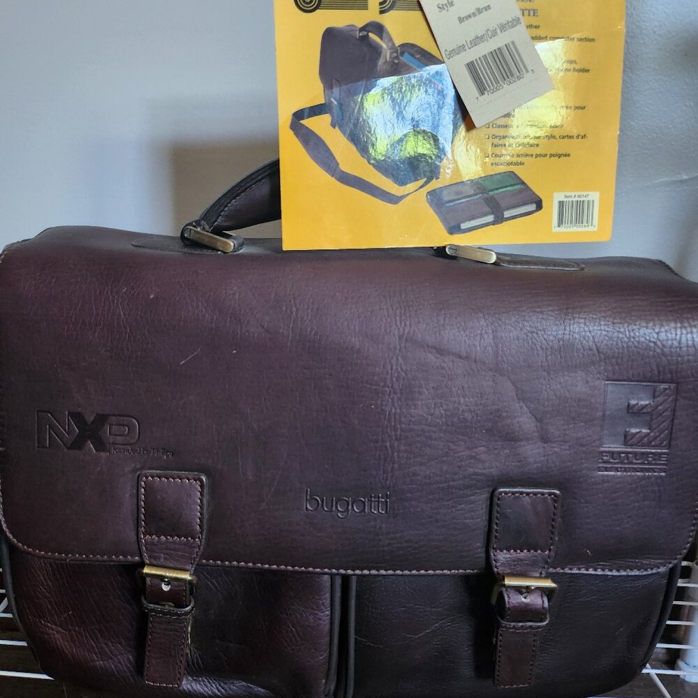 Bugatti Leather Executive Computer Briefcase